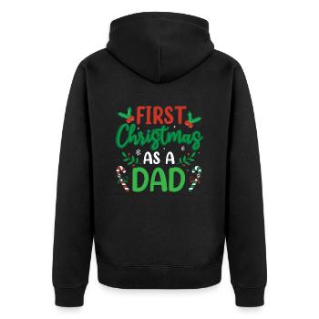 The first Christmas as a father family pregnant - Unisex Premium Organic Zip Hoodie - black - Back - Nico (187cm)