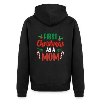 Das Erste Weihnachten Als Mutter Familie Schwanger - Unisex Premium Bio Zip Hoodie - Schwarz - Hinten - Nico (187cm)