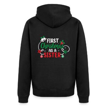 First Christmas as a sister family pregnant - Unisex Premium Organic Zip Hoodie - black - Back - Nico (187cm)