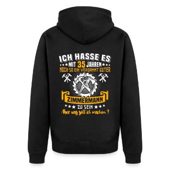 Zimmermann 35. Geburtstag 35 Jahre Alt Zimmerer - Unisex Premium Bio Zip Hoodie - Schwarz - Hinten - Nico (187cm)