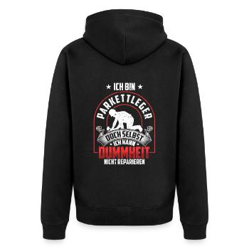 Parkettleger nicht reparieren Fußbodenleger - Unisex Premium Bio Zip Hoodie - Schwarz - Hinten - Nico (187cm)