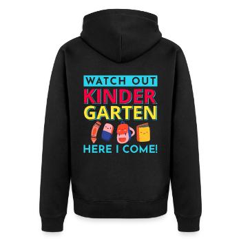 Kindergarten Kindergärtner Lehrer Regenbogenfarben - Unisex Premium Bio Zip Hoodie - Schwarz - Hinten - Nico (187cm)