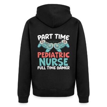 Gamer Nurse Video Game Player Gaming Nursing - Unisex Premium Organic Zip Hoodie - black - Back - Nico (187cm)