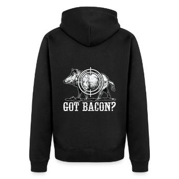 Jäger Wildschwein Jagen - Unisex Premium Bio Zip Hoodie - Schwarz - Hinten - Nico (187cm)