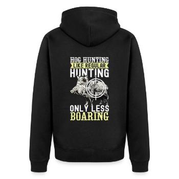 Jäger Wildschwein Jagen - Unisex Premium Bio Zip Hoodie - Schwarz - Hinten - Nico (187cm)