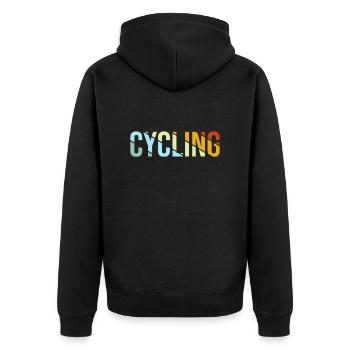 Fahrrad Retro - Unisex Premium Bio Zip Hoodie - Schwarz - Hinten - Nico (187cm)