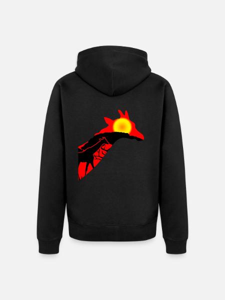 Giraffe in the sunset Giraffes - Unisex Premium Organic Zip Hoodie - black