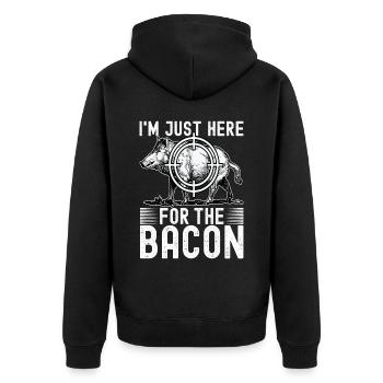 Jäger Wildschwein Jagen - Unisex Premium Bio Zip Hoodie - Schwarz - Hinten - Nico (187cm)