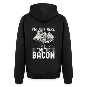 Jäger Wildschwein Jagen - Unisex Premium Bio Zip Hoodie - Schwarz - Hinten - Nico (187cm)
