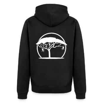 Affen im Baum Affe - Unisex Premium Bio Zip Hoodie - Schwarz - Hinten - Nico (187cm)