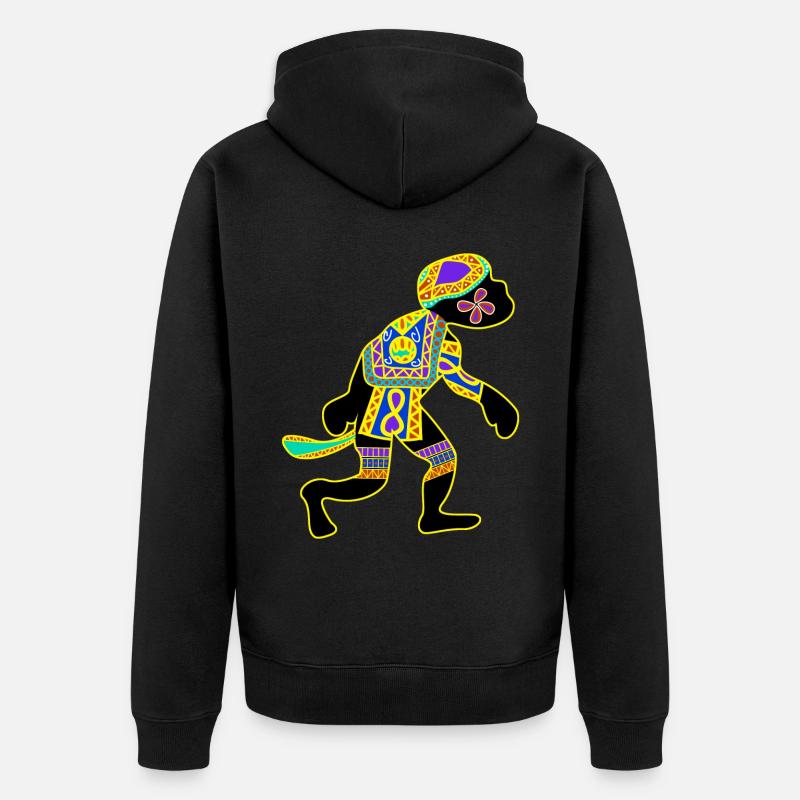 Monkey with patterns Monkey - Unisex Premium Organic Zip Hoodie - black