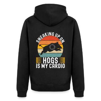 Jäger Wildschwein Jagen - Unisex Premium Bio Zip Hoodie - Schwarz - Hinten - Nico (187cm)