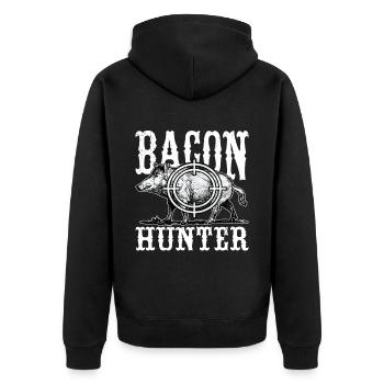 Jäger Wildschwein Jagen - Unisex Premium Bio Zip Hoodie - Schwarz - Hinten - Nico (187cm)