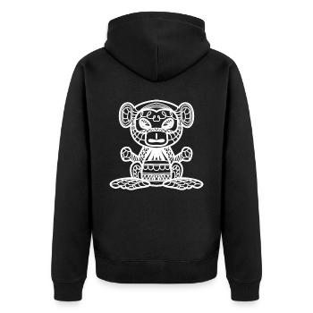 Affe Tribals Affen - Unisex Premium Bio Zip Hoodie - Schwarz - Hinten - Nico (187cm)
