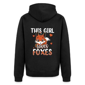 This girl loves foxes fox animal lover - Unisex Premium Organic Zip Hoodie - black - Back - Nico (187cm)