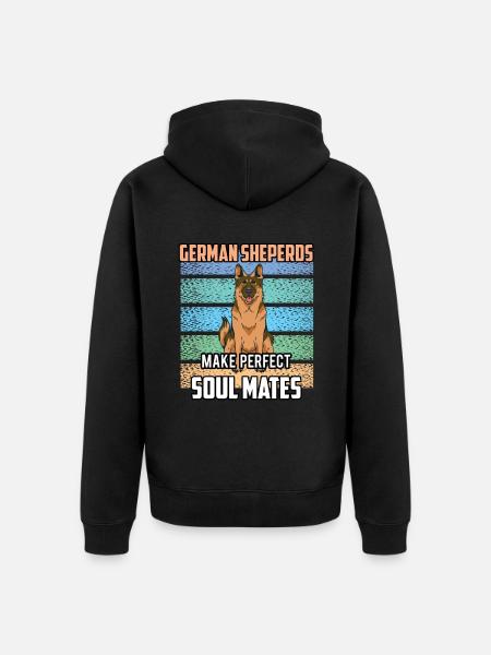 German Shepherds Perfect Soulmate Cute - Unisex Premium Organic Zip Hoodie - black