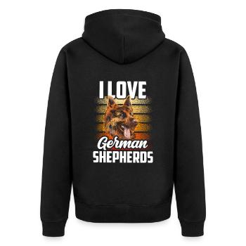 J’aime le chien de berger allemand mignon - Veste à capuche bio Premium Unisexe - noir - Dos - Nico (187cm)