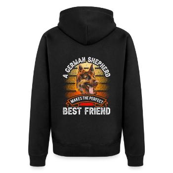 German Shepherd is perfect best friend - Unisex Premium Organic Zip Hoodie - black - Back - Nico (187cm)