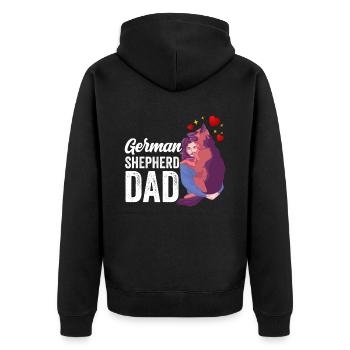 German Shepherd Daddy Pet Lover Cute - Unisex Premium Organic Zip Hoodie - black - Back - Nico (187cm)