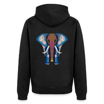 colorful elephant - Unisex Premium Organic Zip Hoodie - black - Back - Nico (187cm)
