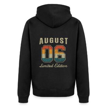 Geburtstag: August 2006 - Limited Edition Retro - Unisex Premium Bio Zip Hoodie - Schwarz - Hinten - Nico (187cm)