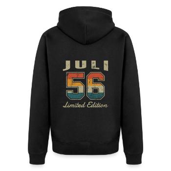 Geburtstag: Juli 1956 - Limited Edition Retro - Unisex Premium Bio Zip Hoodie - Schwarz - Hinten - Nico (187cm)