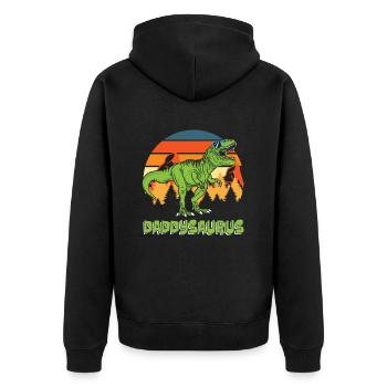 Dinosaurier Papa Erwachsener Dinosaurier - Unisex Premium Bio Zip Hoodie - Schwarz - Hinten - Nico (187cm)