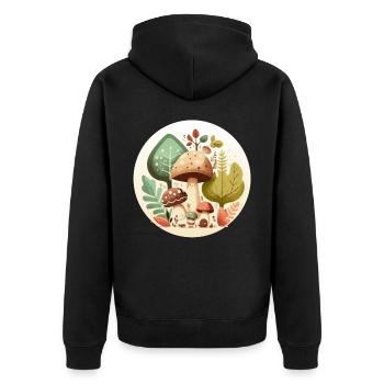 Cottagecore Mushrooms Botanical Floral Forest Plan - Unisex Premium Organic Zip Hoodie - black - Back - Nico (187cm)