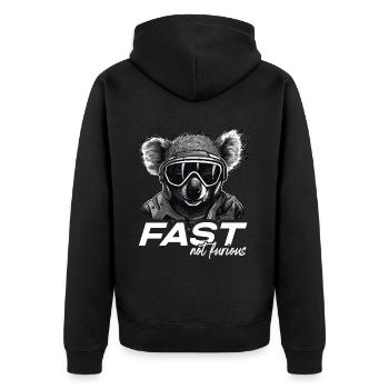 Fast Not Furious Koala Bär - Unisex Premium Bio Zip Hoodie - Schwarz - Hinten - Nico (187cm)