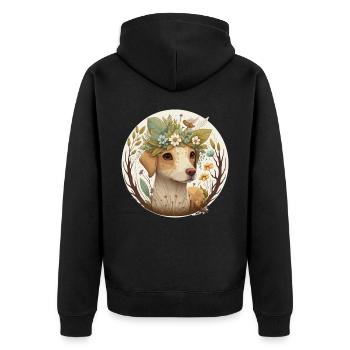 Cottagecore Mignon Bébé Chien Kawaii Puppy Anime Flora - Veste à capuche bio Premium Unisexe - noir - Dos - Nico (187cm)