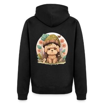 Cottagecore Mignon Bébé Chien Kawaii Puppy Anime Flora - Veste à capuche bio Premium Unisexe - noir - Dos - Nico (187cm)