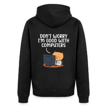 Es ist immer DNS - Unisex Premium Bio Zip Hoodie - Schwarz - Hinten - Nico (187cm)