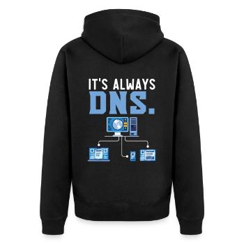 Aus Ein Haben Sie einen Neustart versucht? - Unisex Premium Bio Zip Hoodie - Schwarz - Hinten - Nico (187cm)