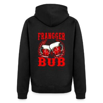 Franke fränkischer Dialekt - Unisex Premium Bio Zip Hoodie - Schwarz - Hinten - Nico (187cm)