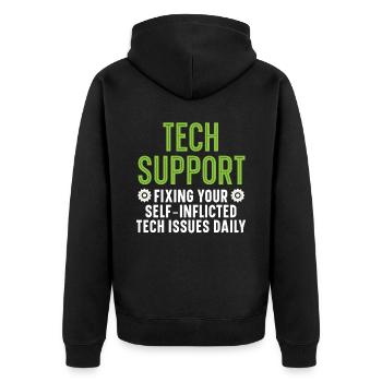 Keine Sorge, ich kenne mich mit Computern aus - Unisex Premium Bio Zip Hoodie - Schwarz - Hinten - Nico (187cm)