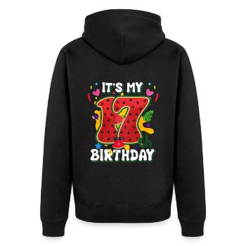 17th Birthday Watermelon Summer Gift - Unisex Premium Organic Zip Hoodie - black - Back - Nico (187cm)