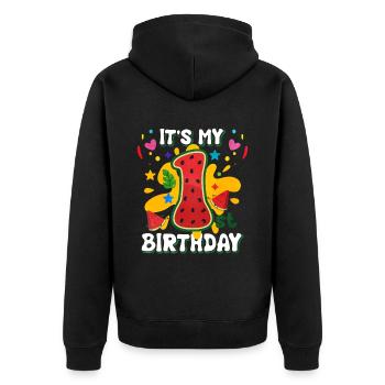 1er anniversaire Cadeau d’été de pastèque - Veste à capuche bio Premium Unisexe - noir - Dos - Nico (187cm)