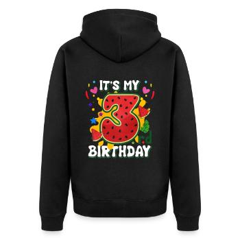 3ème anniversaire Pastèque cadeau d’été - Veste à capuche bio Premium Unisexe - noir - Dos - Nico (187cm)