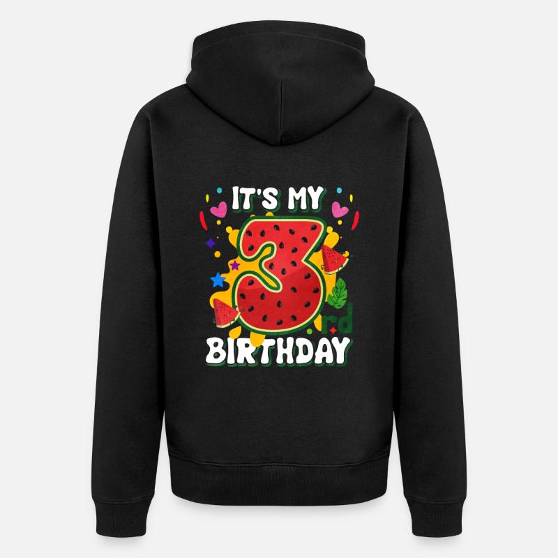 3ème anniversaire Pastèque cadeau d’été - Veste à capuche bio Premium Unisexe - noir