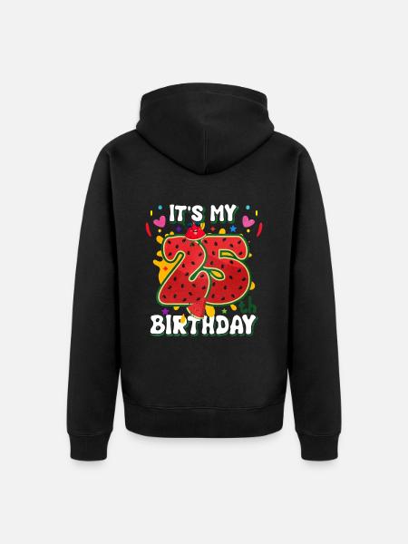 25e verjaardag Watermeloen Zomercadeau - Uniseks Premium bio ziphoodie - zwart