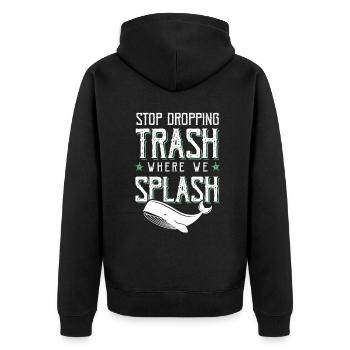 save the ocean umweltschutz - Unisex Premium Bio Zip Hoodie - Schwarz - Hinten - Nico (187cm)