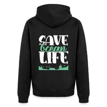 Sauvez la vie océanique - Veste à capuche bio Premium Unisexe - noir - Dos - Nico (187cm)