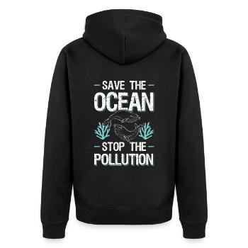 Protection contre l’arrêt Save the Ocean - Veste à capuche bio Premium Unisexe - noir - Dos - Nico (187cm)