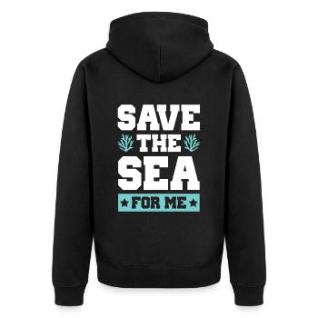 save the sea - Unisex Premium Bio Zip Hoodie - Schwarz - Hinten - Nico (187cm)