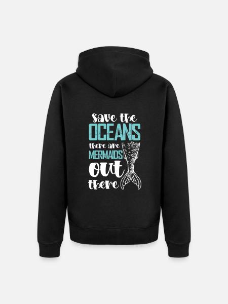 Save the Ocean Mermaid - Unisex Premium Organic Zip Hoodie - black