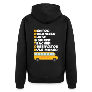 School Bus Monitor Bus Attendant School Transport - Unisex Premium Organic Zip Hoodie - black - Back - Nico (187cm)