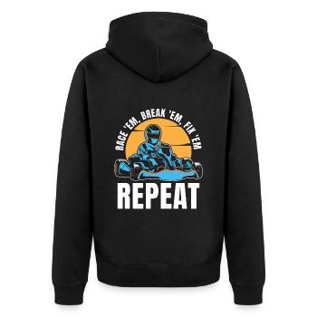 Kart Racing Race 'Em Break 'Em Karting Kart Racer - Unisex Premium Bio Zip Hoodie - Schwarz - Hinten - Nico (187cm)