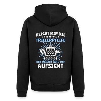 Schwimmmeister Sprüche Bademeister - Unisex Premium Bio Zip Hoodie - Schwarz - Hinten - Nico (187cm)