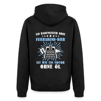 Schwimmmeister Sprüche Bademeister - Unisex Premium Bio Zip Hoodie - Schwarz - Hinten - Nico (187cm)