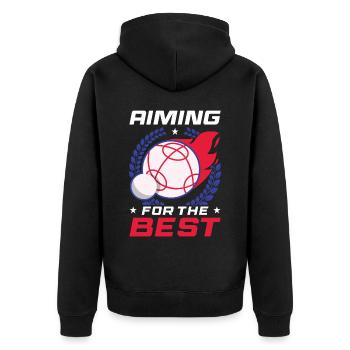 Bocce Ball Spieler - Unisex Premium Bio Zip Hoodie - Schwarz - Hinten - Nico (187cm)